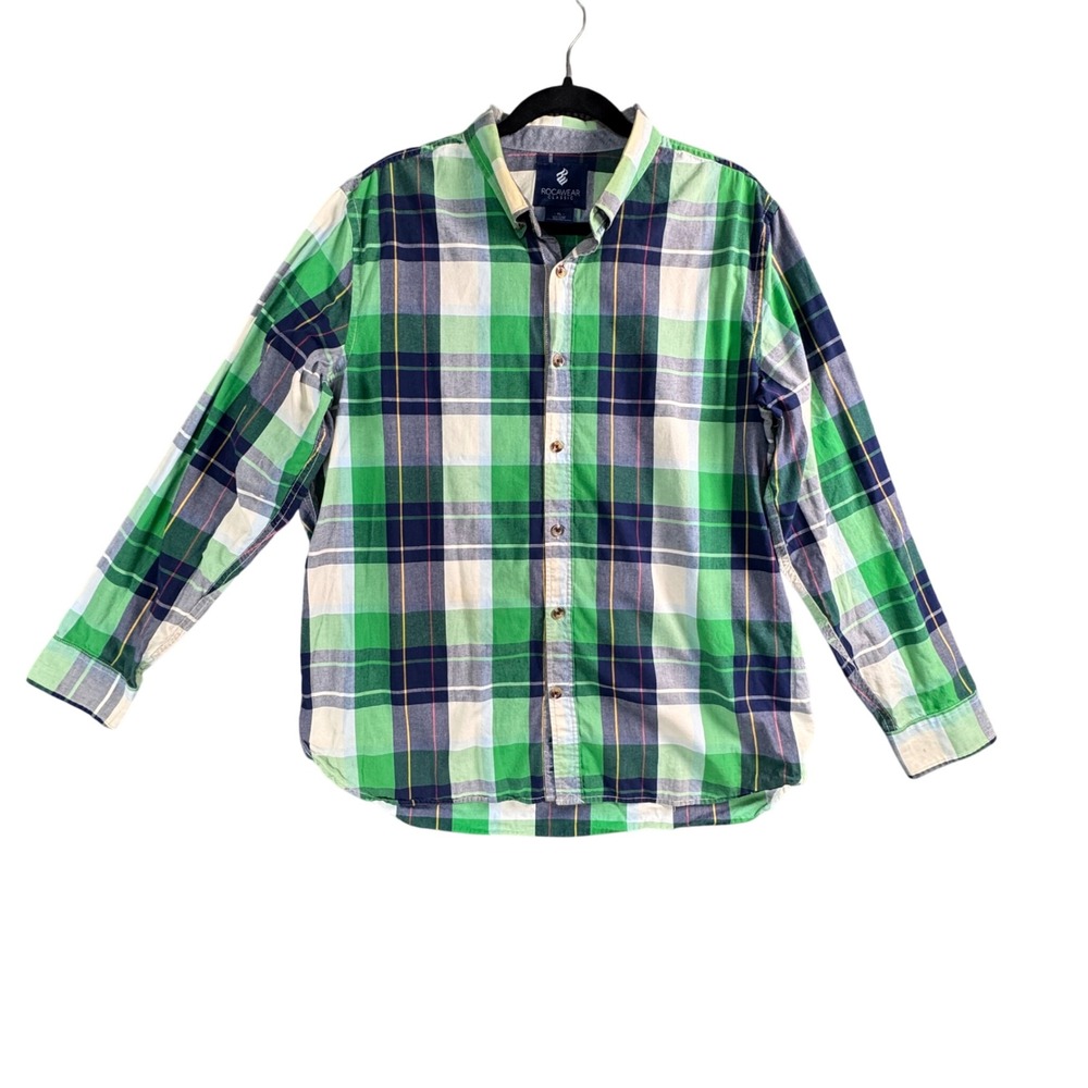 VTG Rocawear Mens XL Plaid Flannel Button Down Shirt Streetwear Hip‎ Hop Y2K